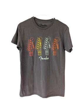 Fender Shirt Small S Brown Heather Guitar Headstock Strat Tele Jaguar Jazzmaster